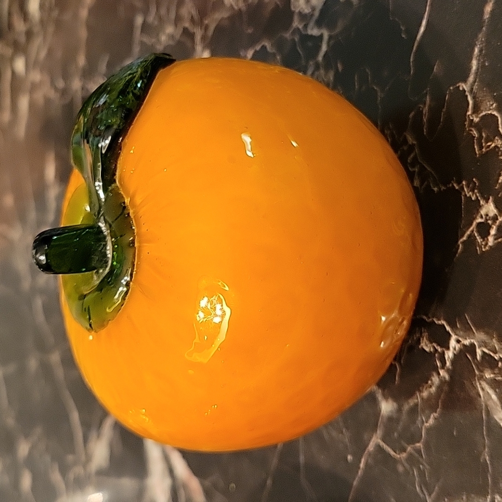 Vintage Murano Style Art Glass Hand Blown Fruit Orange